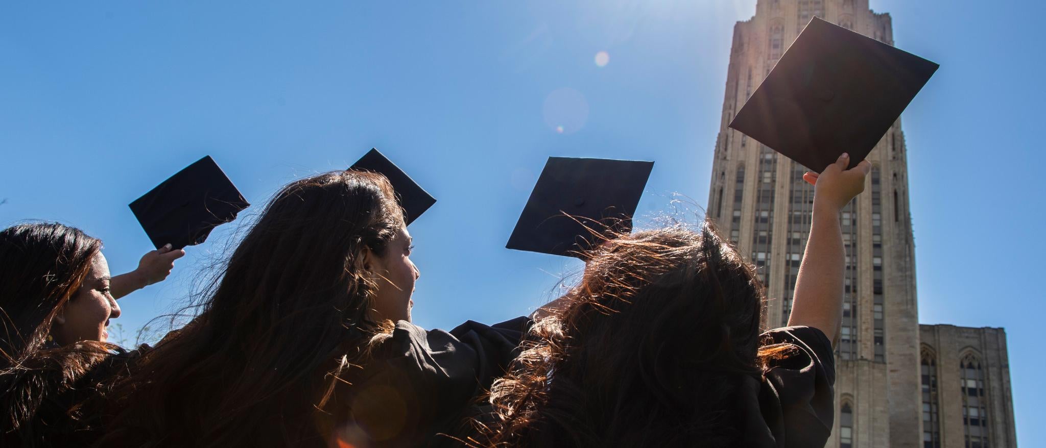 Graduation caps in the sun