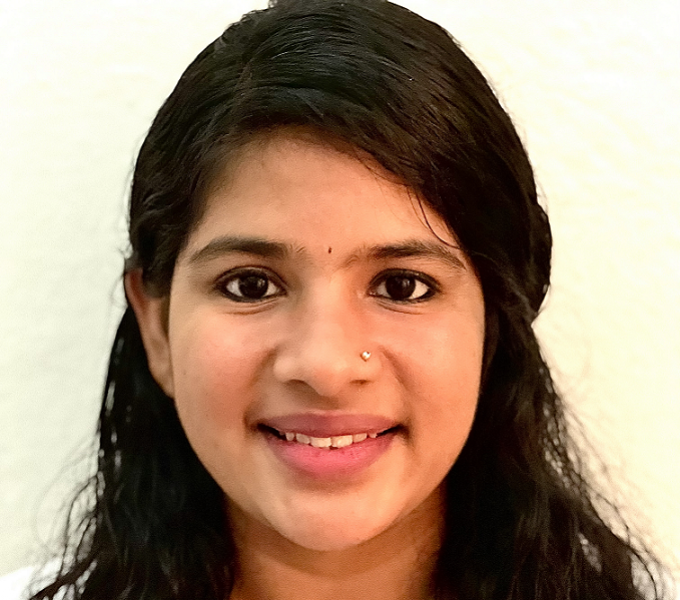 Portrait on colorful background.