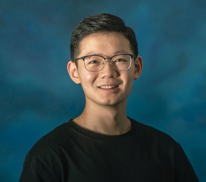 Portrait on blue background